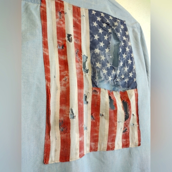 Denim & Supply Ralph Lauren Distressed American Flag Button Down Shirt - Picture 7 of 10